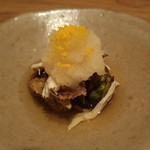 鹿教湯 三水館 - フキノトウと鶏のササミのみぞれかけ