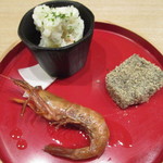 小料理 すず乃 - ポテトサラダ、胡麻豆腐、ガサエビの和風コンフィ