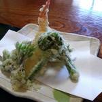 蕎彩庵 - 3種の山菜が楽しめる天ぷら♪