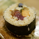 うを徳 - 2016.4 太巻き（鰹、穴子、イクラ、玉子焼き、椎茸、干瓢、山牛蒡）