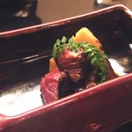 にくの匠 三芳 - 京都牛のハラミと筍の炊き合わせ