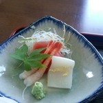 Aoi - 金山での食事だけに、刺身には金箔が！