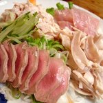 喜美松 - 生ガツ、シロ、ハツ、ゆでガツのお刺身　・・・　半人前づつで　1250円