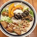 ハンズカフェ - 鶏つくねと揚げ野菜の和風サラダ丼