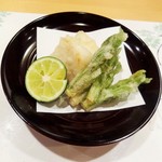 新ばし 星野 - （（2016.4)（揚げ物）グジとコシアブラの天ぷら