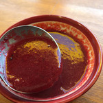 カレーレストラン シバ - 【料理】生姜と複雑な味の、季節のおすすめベジスープ「ビーツのスープ」 340円