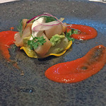 50456310 - 北海道産帆立貝の自家製スモークと季節野菜のメダイオーネ パプリカソース