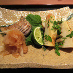 二条城ふる田 - 5】のどぐろ炭火焼 筍(大原野)の炭火醤油焼。並外れた一品(2016.4月)　