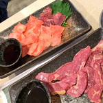串かつ田中 亀有店 - さいぼし(馬肉の燻製)&クジラベーコン