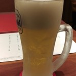 Tonkatsu Kagurazaka Sakura - 生ビール、キンキンに冷えてますが泡が多いッスね