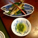 割烹 鷹の羽 - この時は９月だったので、鮎もちょっと大きく育ってました