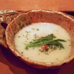 虎白 - 車海老、たけのこ、ひめかぶら、裏ごしした白子汁