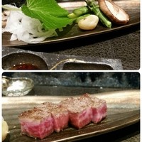 日本料理 鳥羽別邸 華暦 - 焼き野菜と黒毛和牛ロース
