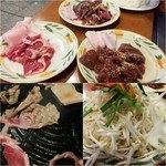 キリンビアレストラン ハウベ - 三種のジンギ(笑)/最初は肉だけで焼いてみた/んー、やっぱ野菜が必要だな(^^;;