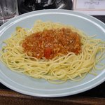 椅子のある立ち呑み つるつるいっぱい - ミニミートソースパスタ350円