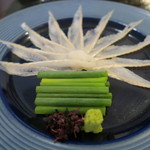 28年5月　宮城天然穴子の造り　葱、山葵