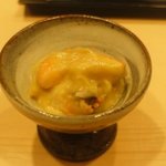 鮨処 つく田 - 2010.9　何とか海老と焼茄子のソース