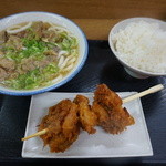 立ち食いうどん 味沢 - ぼっかけうどん・唐揚・ご飯