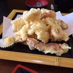 今泉 - おススメ：ゲソ天800円　ふわふ甘みあって　天つゆ付き　塩頼んで