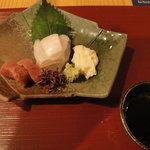 向付け：まぐろ、ヒラメ、生湯葉