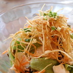 アリーカフェ - 【蒸し鶏のアジアンサラ750yen】　　　　　　　　　10種類の具材を使った色々な味と食感が楽しいサラダ。
オリジナルのチャイニーズドレッシングであえています。