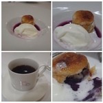 食堂セゾンドール - ◆デザートは前回と同じ品で「紫芋のパイ」と「練乳のソルベ」
      珈琲の味わいも好み。