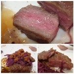 食堂セゾンドール - お肉も柔らかくて、ジューシーで美味しい。焼き加減も絶妙。
      上にはソテーしたレッドキャベツ。