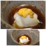 食堂セゾンドール - ◆呼子の真鯛、百合根くず寄せ、ほうじ茶コンソメ。
      ほうじ茶のソースが意外に（失礼）美味しいですね。淡白な鯛とよく合います。