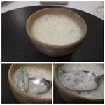 食堂セゾンドール - ◆一品目は「糸島のグリーンアスパラ」と「トリュフのソルベ」のお料理。
            これ美味しい。