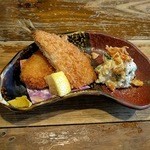 鯵フライとポテトサラダのセット（一人分にしてくれました）