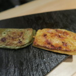 焼鳥 山もと - 28年5月　京都産生麩の生醤油焼き　蓮と粟（追加）