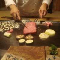 千薫庵 - 目の前の鉄板で焼いてくれます