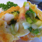 紅毛港海鮮餐廳 - イカ湯葉巻き揚げアップ