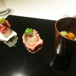 NARISAWA - 島根県産島根牛の鮨　静岡県産伊勢海老とキャビア　沖縄県産イラブーのスープ