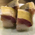 食堂 おがわ - 2016年5月。鯖寿司（500円）。