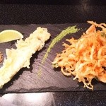手打ちそば八轟 - 桜海老かき揚げ、穴子天