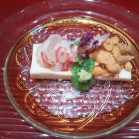 お料理 佐藤 - 胡麻豆腐と海老・雲丹