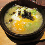 モーネ - 【7.メイン】あんかけチーズリゾット 温泉卵を崩して