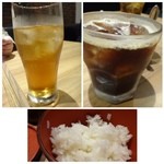 Sakanaya Asajirou - ◆お水ではなく「冷茶」を出されるのは嬉しい。
      ◆花御膳に付く「アイスコーヒー」、ミニサイズです。