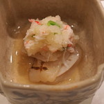 麻布 幸村 - 炙り帆立貝　蟹入り大根おろしのせ