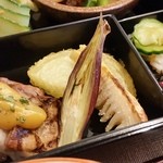 レストラン団欒 - 淡路タマネギの天ぷら、高知みょうがと熊本タケノコ