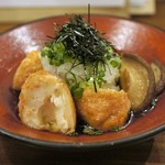 土と青 - 海老真丈と茄子の揚げびたしし　900円