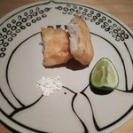 神保町 傳 - （2016/5　訪問）裏傳、姉さんからクエの揚げ物。7日熟成させたクエはミッチリ＆シットリで濃厚なお味。