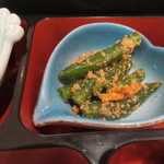 カフェ ハルキ - 真ん中はいんげんの胡麻和えでした。
