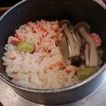 ばんどう太郎 - コースの蟹釜飯