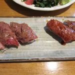 ひとし - 石垣牛の炙りにぎり（塩、タレ）