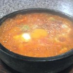 一楽 - 純豆腐チゲ定食(ライス／おかず４品付き)￥８９３
