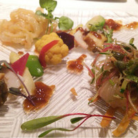 カントニーズ 燕 - 広東風白身魚の刺身サラダ、くらげ、海鮮類盛合せ、季節野菜の香酢ジュレ