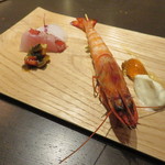 sincere - 伊豆の金目鯛と蒸し海老 ラタトゥイユとカリフラワーのクリームで2