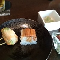 ダイナミックキッチン＆バー 燦 大阪店 - 穴子押寿司・蚕豆・蛍烏賊酢味噌・蕗の薩摩揚